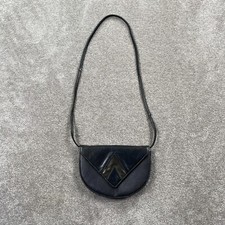80s Vintage Clubhouse Leather Snakeskin Crescent Crossbody Bags Size One Black