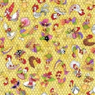Loralie Harris Chicken Rooster  Yellow Cotton Fabric Chicken Chique HALF-YARD