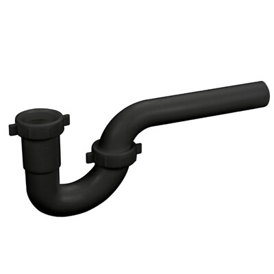 Highcraft 1-1/4'' Black Plastic P-Trap for Kitchen Sink Tubular Drain