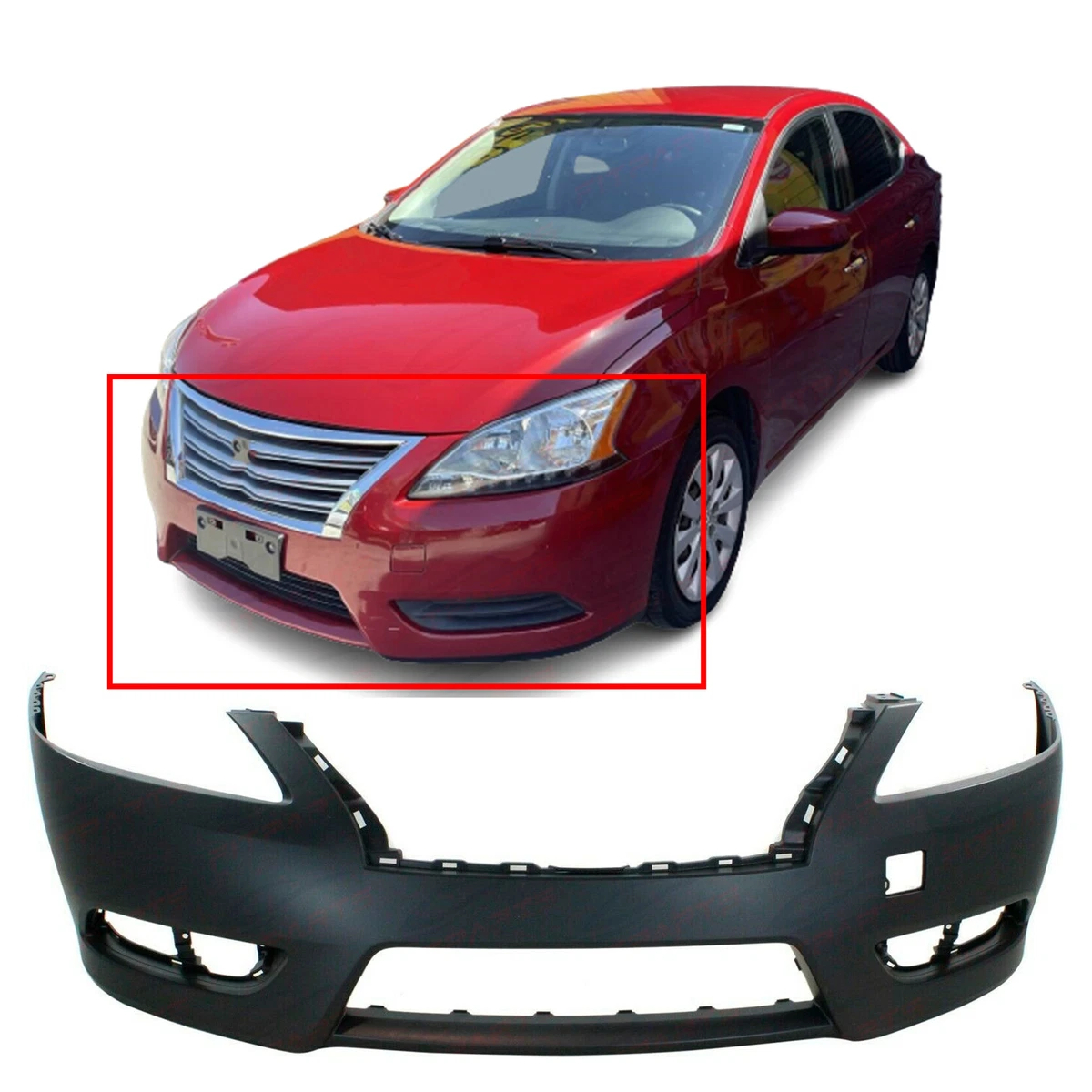 Primed Front Bumper Cover For 2013 2014 2015 Nissan Sentra w fog