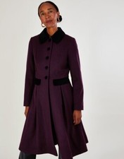Brand New Monsoon Size 12 Purple Womens Wool Blend Opal Opera Coat Worth £175