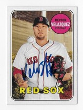 2018 TOPPS HERITAGE HECTOR VELAZQUEZ RED SOX AUTOGRAPHED SIGNED BASEBALL CARD