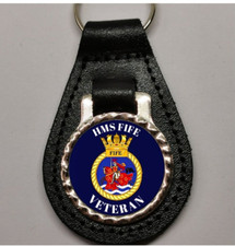 HMS Fife Veteran Royal Navy Military Army leather pear drop shape keyring