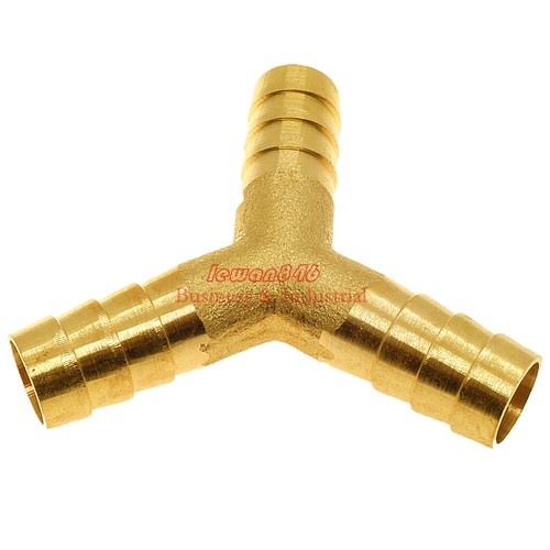 3 Pcs Brass Barb Fitting 3 Way Y Barb Fitting Adapter 3/8" x 3/8" x 3/8" barb - Picture 4 of 5