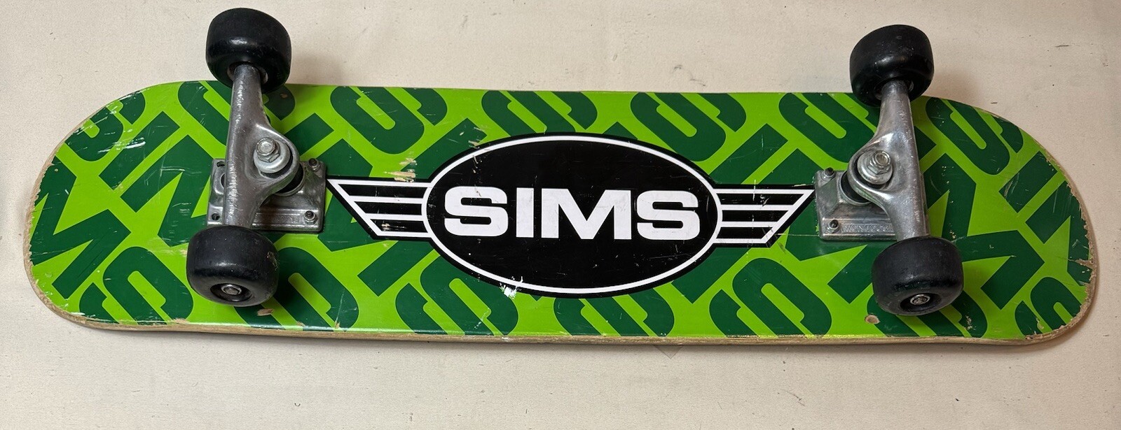 Vintage Sims Gull wings Skateboard Deck W/ Mongoose Trucks