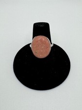 VINTAGE STERLING SILVER 925 RHODOCHROSITE STONE PINK RING SIZE 7.25