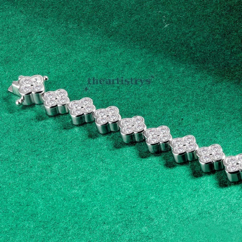 Venta de Navidad Pulsera Tenis 7' Pulgadas Largo Corte Redondo 6 CT Oro Blanco Sólido 14K Foto 4 de 4