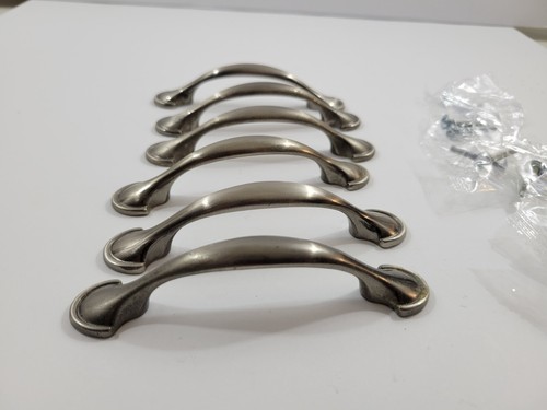 6 Liberty 3" Hole Span Satin Nickel Silver 1/2 Round Drawer Pulls & Screws AS IS - Picture 3 of 15