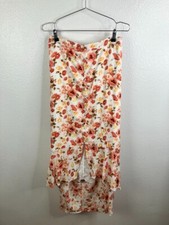 Abercrombie Fitch Floral Rose Skirt Sz M Ruffle Cottagecore Prairie Boho Fairy