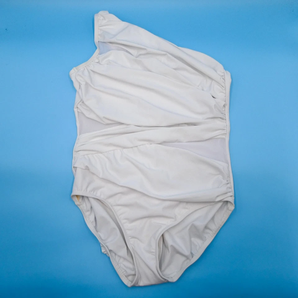 Traje de baño Miraclesuit blanco 14 un hombro acolchado bikini natación una pieza playa Foto 2 de 4