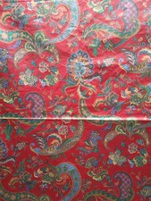 Vintage CLUB Cotton Fabric Red Paisley Floral 135cm Wide x 2.4 Metres