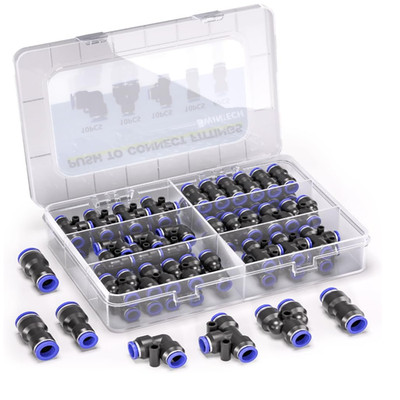Bwintech 46 Stück 8mm Pneumatische Schnellkupplung Kit Luftleitung