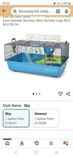 Savic Sky Metro Hamster Cage 80x50x50 Large Rodent Cage Accessories & free Food