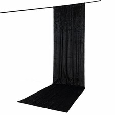 BLACK 5 ft x 16 ft Premium Crushed Velvet Backdrop Curtain with Rod Pocket
