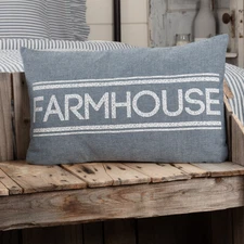 VHC Sawyer Mill Blue Farmhouse Pillow 14x22 ~ Farmhouse