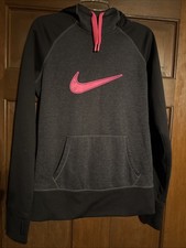 Women  s Nike Therma Fit Hoodie Black With Hot Pink Logo Size S