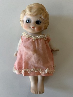Vintage Bisque Kewpie Doll Japan 1930s? 6  Jointed Arms Painted Eyes