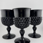 Cameo Black Indiana Glass Tiara Diamond Point Water Wine Goblet Gothic Vintage 3