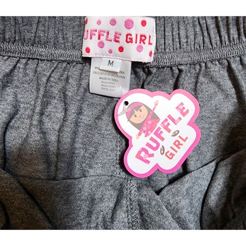 NWT Ruffle Girl Sz M Girls Gray Ruffle Hem Boho Pull On Pants - Picture 4 of 5