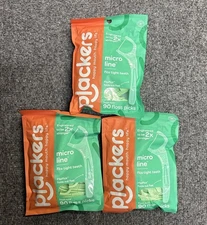 3 Pack Plackers Micro Line Dental Floss Picks 90 Ct Each Fresh Mint