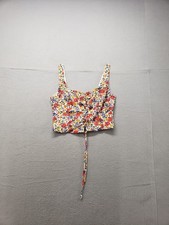 Urban Outfitters Women Crop Top M Multicolor Floral Lace Up Square Neck Casual