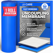 Tile Uncoupling Membrane, 108 Sq.Ft Roll 3.3 Ft X 32.8 Ft Blue, Waterproof Under