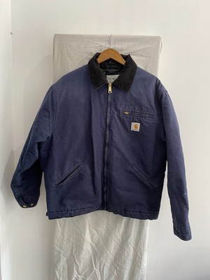 Carhartt WIP OG DETROIT Blue Full Zip Denim Padded Jacket Size M