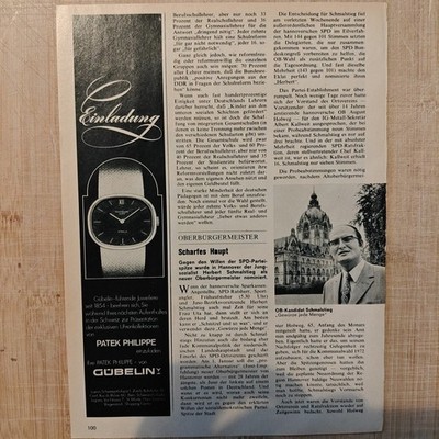 Patek Philippe Gübelin 1971 Uhr Vintage Advert Werbung Anzeige Reklame yellowed