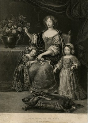 Antiker Druck-ELISABETH CHARLOTTE VON DER PFALZ-ORLEANS-Mignard-Bourne-1854