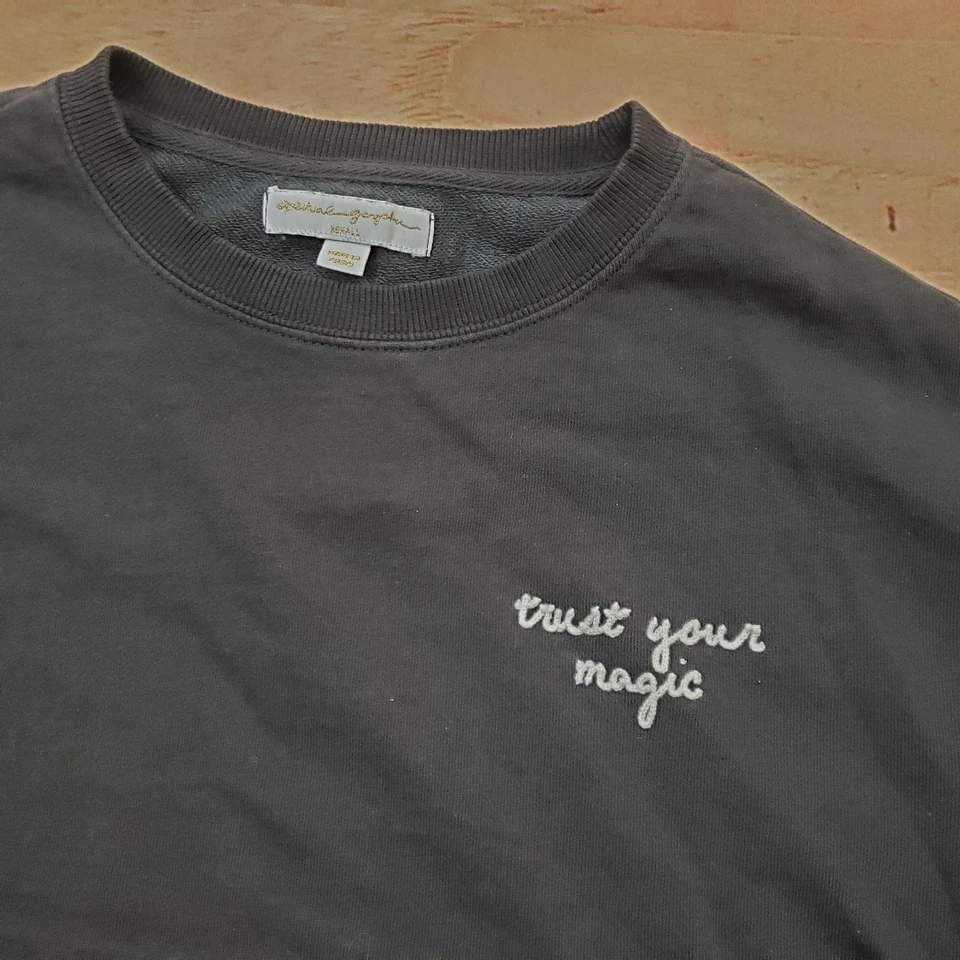 Spiritual Gangster Sweatshirt Womens XS Black Trust Your Magic Star Cropped - Image 3 of 4