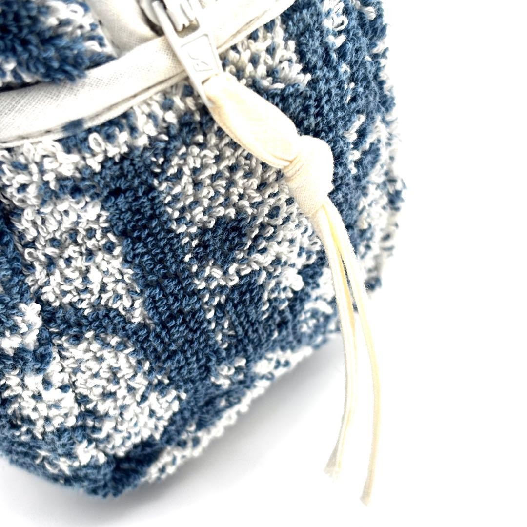 Christian Dior Handbag Mini Towel Bag Cotton Blue White Women's Authentic thumbnail 7
