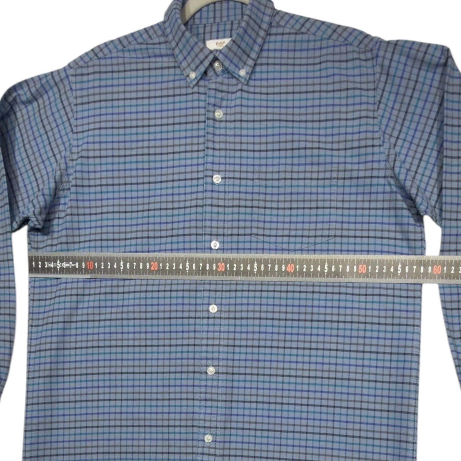 Cotton Traders Shirt Men's Uk Size M Blue Check Button Down Long Sleeve image 8
