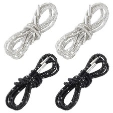 Qianyu 2 Pairs Rhinestone Shoe 47.24 &times; 0.14 &times; inches, Silver + Black