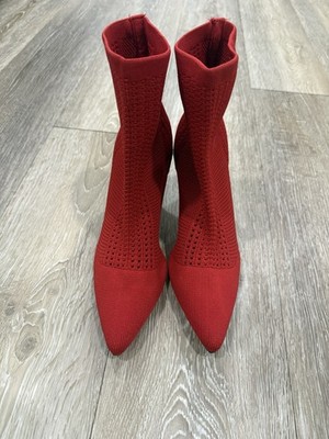 Catherine Malandrino Red Knit Pointed Toe Ankle Bootie Pull On Stiletto 8.5