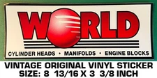 WORLD CYLINDER HEADS-MANIFOLDS-ENGINE BLOCK-VINTAGE ORIGINAL VINYL DECAL STICKER
