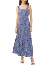 Vince Camuto Printed Square Neck Maxi Dress NWT Blue Large