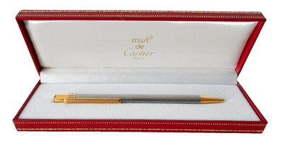 Must de Cartier Santos Kugelschreiber, Stahllack & 18K Gold Finish - Vintage