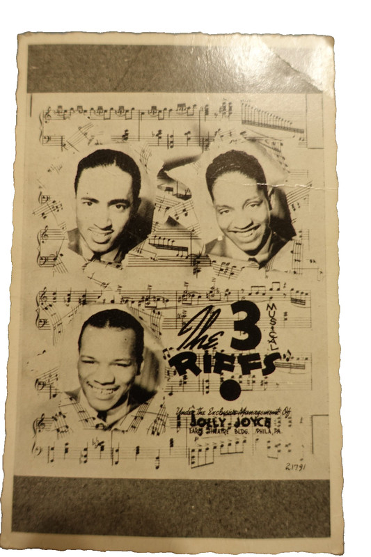 THE 3 RIFFS Musical Group Unposted Postcard c.1940 - Jolly Joyce, Philadelphia