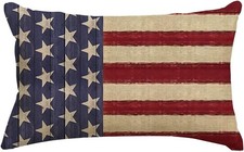 4th of July Patriotic Pillow Cover 12x20,Independence Memorial