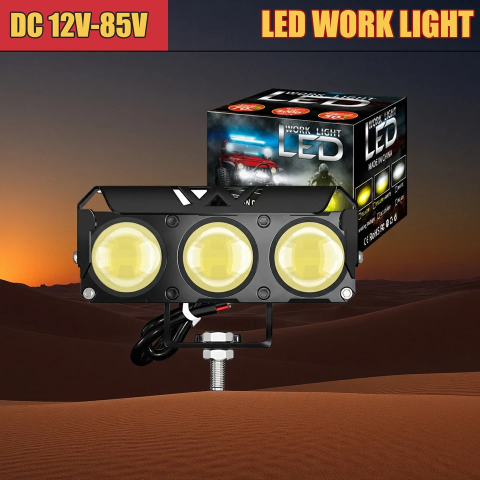 For DC12-85V Motorcycles/Cars/ATV Square Double Lamp Bead Headlight Spotlight - Image 3 of 4