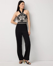 NWT White House Black Market WHBM Embroidered Halter Jumpsuit