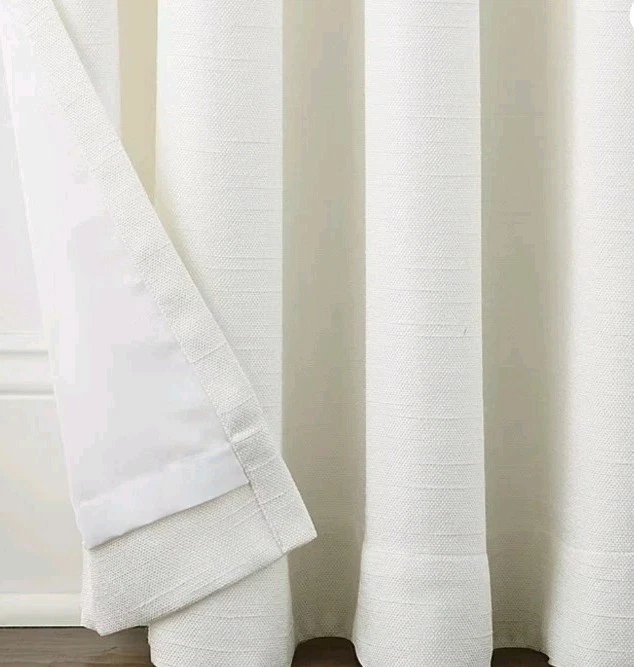 Linden Street Gwen Basketweave Grommet Top Light-Filtering Curtain 50x95/ White  - Image 3 of 4