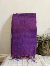 Hand Loomed Himalayan Yak Wool Shawl Purple Throws Scarf Wraps