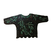 Vintage Green  Black Sequin Blouse