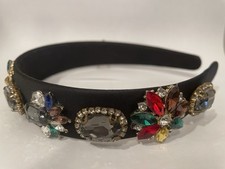Gorgeous Jeweled Designer Black Headband Womens