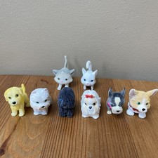 Kitty Puppy In My Pocket Lot of 8 Vintage Dog Cat Toy Flocked Figures