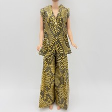 Vintage Barbie Clone Maddie Mod Groovy Outfit Faux Snakeskin Pleather Vest Pants