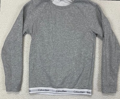 Calvin Klein Shirt Men's Long Sleeve Hem Waistband Knit Pullover Gray Small