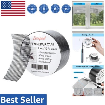 Versatile 2in x 30ft Black Screen Repair Tape - Waterproof & Weather Resistant