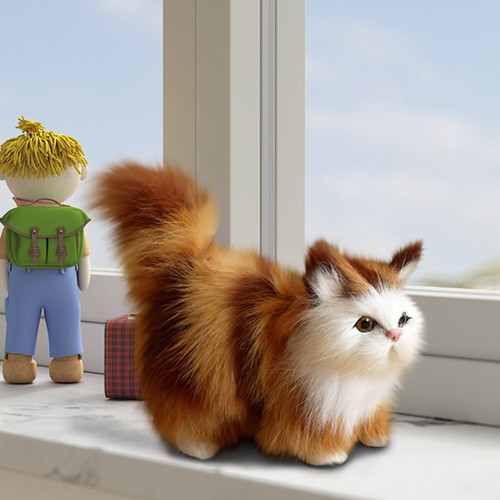 Simulation Cute Cat Plush Toy Animal Model Stuffed Doll Kids Home Ornament Y44 - Picture 2 of 24